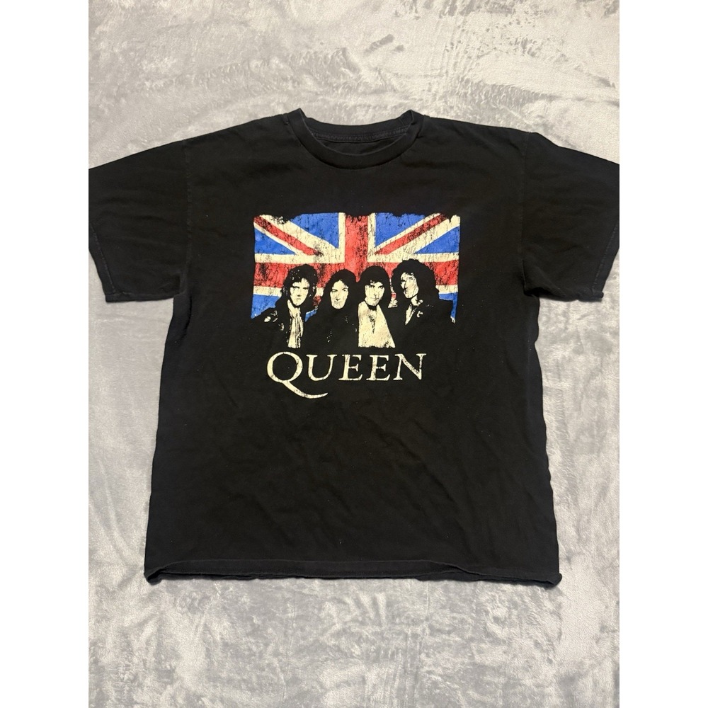 Queen T-shirt Queen with Freddy Mercury Union Jack Distressed Men's L Black
